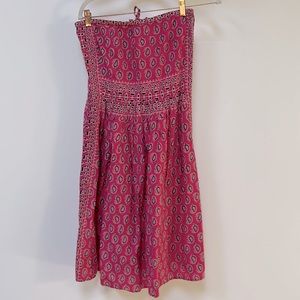 Pink patterned strapless Calypso St. Barth’s vacation dress size S w pockets